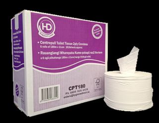 HD Deluxe 2ply Centrepull Toilet Tissue 180mtr x 6 Rolls