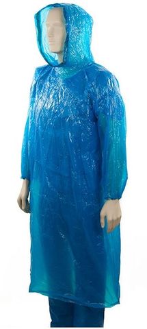 Polyethylene Hooded Ponchos Blue - Ctn 96