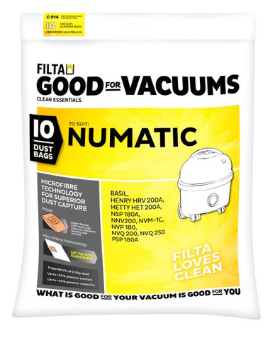 Numatic Henry M/Fibre Vacuum Bags 10/pk (60092)