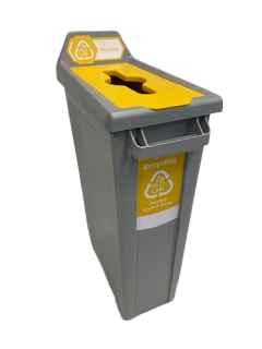 Trust Rectangular Recycling Bin - Yellow - 60ltr Complete
