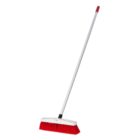 Hygiene Platform Broom 355mm Complete with Alloy Handle - Red