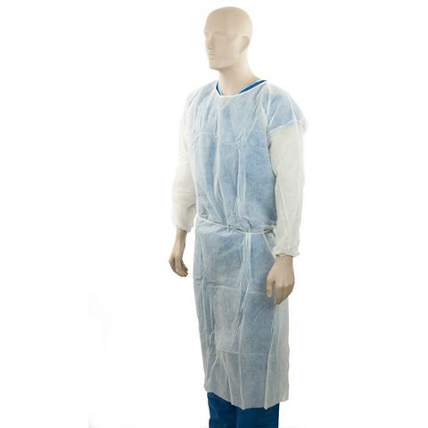 Bastion Polypropylene Disposable Clinical Gown White - Ctn 100