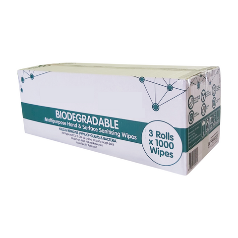 Biodegradable Antibacterial Wet Wipes Refill Roll - 1000 sheet X 3 Rolls