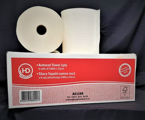 HD Autocut Towel 1ply, 43gsm 140mtr x 6