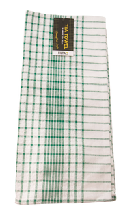 XL Cotton Tea Towel Green/White Check 55x75cm