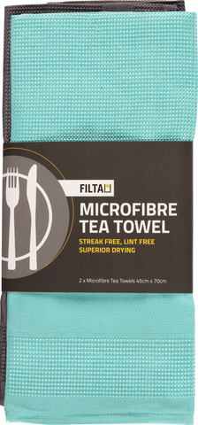 FILTA XL MICROFIBRE TEA TOWEL SKY 2 PACK (45CM X 70CM)