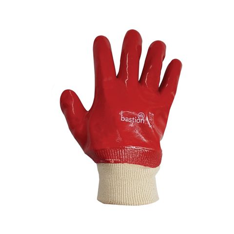 Bastion PVC Red Knitted Wrist Gloves (27cm) - X-Large (Pair)