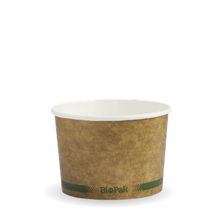 250ml (8oz) bowl - printed kraft-look green stripe (50/sleeve)