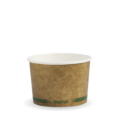 250ml (8oz) bowl - printed kraft-look green stripe (50/sleeve)