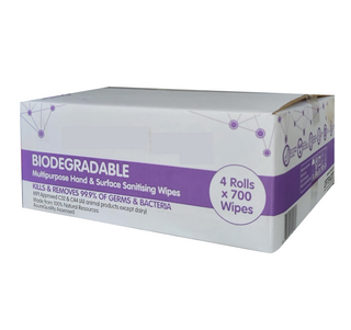 Biodegradable Antibacterial Wet Wipes - 700 sheet Refill Roll x 4 rolls