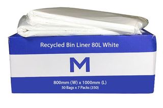 FP Recycled Bin Liner 80L - White - Pack 50
