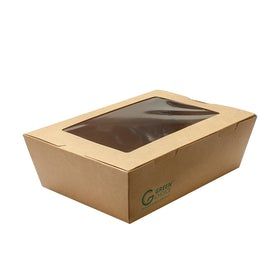 Green Choice PLA Kraft Container window Large - Sleeve 50