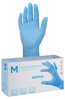 Nitrile Gloves 3g P/F Sky Blue Medium Box 100