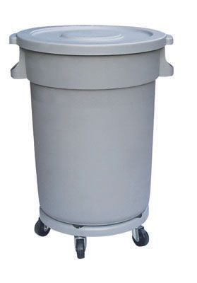 80L HD Brute Round Bin w/ lid + dolly