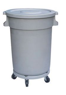 120L HD Brute Round Bin w/ Lid + Dolly