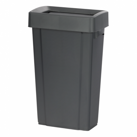 80Ltr Heavy Duty Slim Jim-Style Rubbish Bin w/ Push Lid - Grey