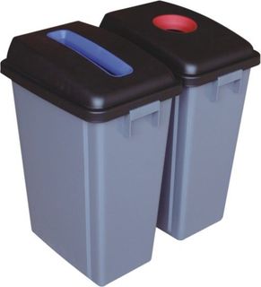 60Ltr Heavy Duty Slim Recycling Bin - Set of 2