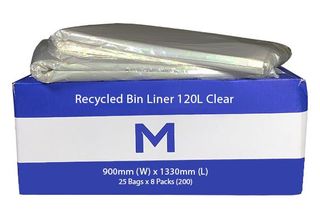 120Ltr Clear Wheelie Bin Liner 900mm x 1330mm  - 25pk