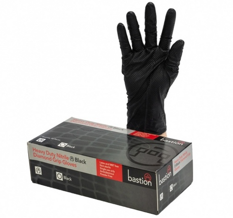 Bastion Black Nitrile Diamond Grip, 8.4gm Medium - Box 50