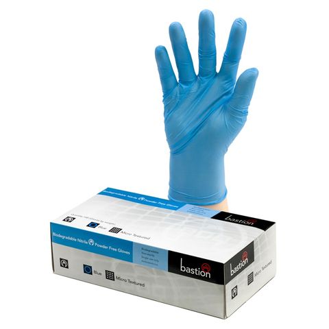 Bastion Biodegradable Nitrile Blue Glove Small x 100