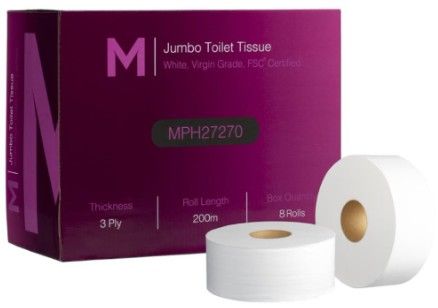 MPH Jumbo 3ply, 200mtr x 8 rolls