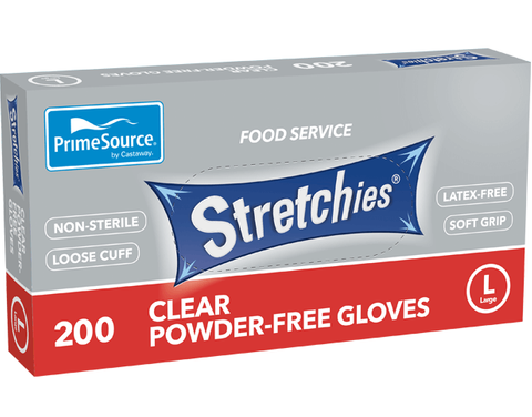 Glove Plastic Clear Stretchies P/F Large x 200