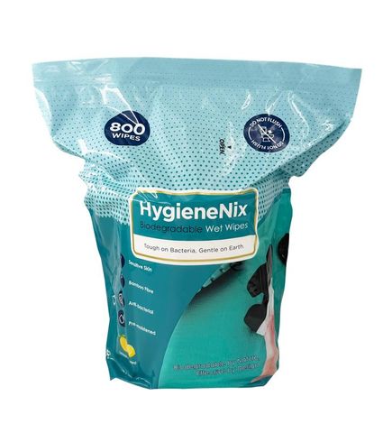 HygieneNix Biodegradable Wet Wipes, 800 Wipes/Roll, 4 Rolls/Case