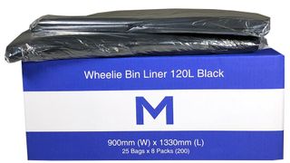 120L Black Wheelie Bin Liner (900mm x 1330mm) 30mu - 25pk