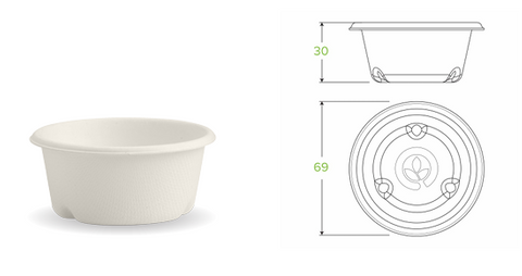 60ml White Plant Fibre Sauce BioCup - 1000/carton