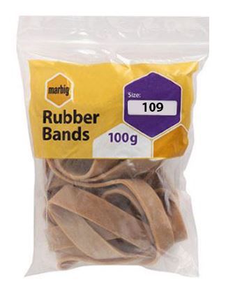 Rubber Bands - Brown, No.109, 500g Pack (1)