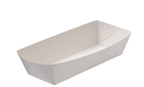 Hot Dog Paper Tray-White. 50 per sleeve