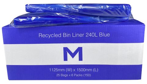 240L Blue Wheelie Bin Liner 1125 x 1500mm - Pack 25