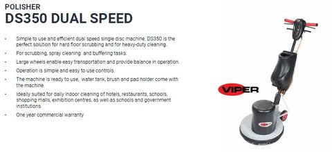 Viper DS350 Dual Speed Floor Scrubber & Polisher - 17" Single Disc Machine