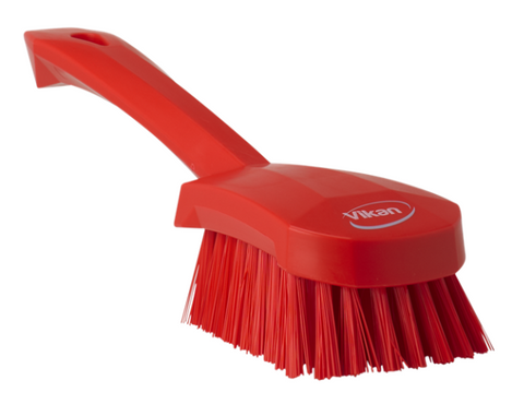Vikan Washing Brush with Short Handle, 270mm, Hard - Red