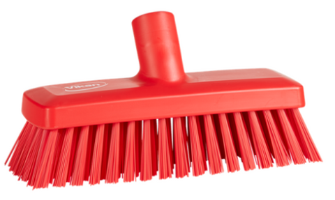 Vikan Compact Wall/Deck Scrub, 225mm, Hard - Red