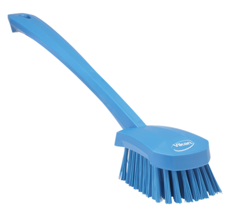 Vikan Washing Brush with Long Handle, 415mm, Hard - Blue