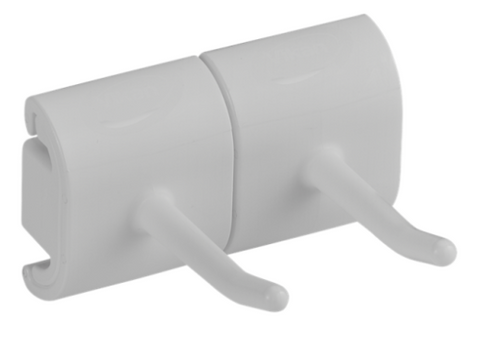 Vikan Hygienic Wall Bracket, Double Hook Module, 82 mm - White