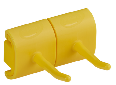 Vikan Hygienic Wall Bracket, Double Hook Module, 82 mm - Yellow