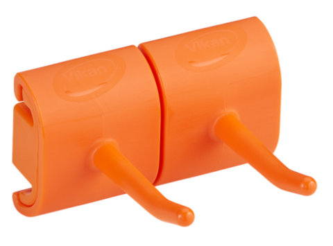 Vikan Hygienic Wall Bracket, Double Hook Module, 82 mm - Orange