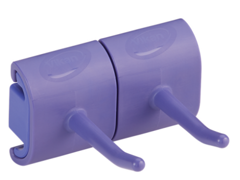 Vikan Hygienic Wall Bracket, Double Hook Module, 82 mm - Purple