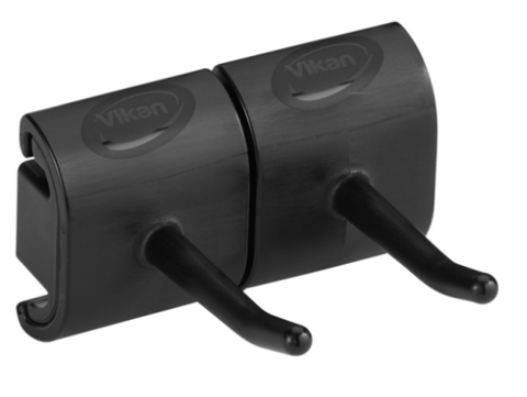 Vikan Hygienic Wall Bracket, Double Hook Module, 82 mm - Black
