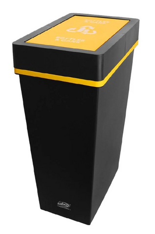 Sabco EnviroPlastic Deluxe Recycling Station 40L &ndash; Bottles & Cans (Yellow Lid)