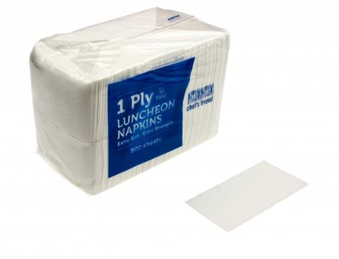 Chefs Friend White 1ply Luncheon Serviettes -1/8 Fold (Ctn3000)