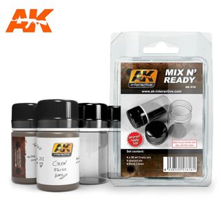 AK Interactive Mix N Ready (4 Empty JarsWith Labels)