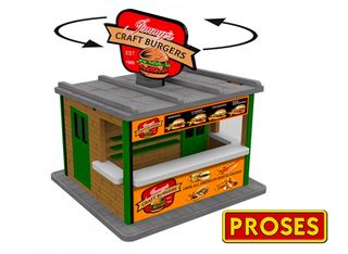 Bachmann Jimmy's Burger Stand W/Light &Rotating Sign, O Scale