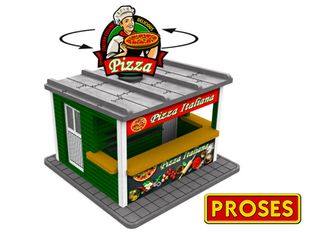 Bachmann Pizza Stand w/Light & RotatingSign, (Laser Cut Kit), O Scale