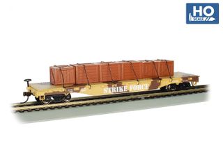 Bachmann, Desert Camouflage 'Strike Force' Flat Car with Crates. HO