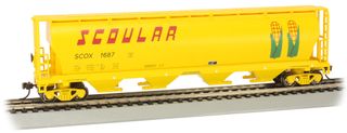 Bachmann Scoular Grain #1687 Cylindrical4-Bay Grain Hopper. HO Scale