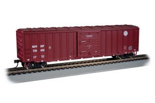 Bachmann BNSF #725425 ACF 50.5ft O/SideBraced Sldg Dr Boxcar+Load. HO