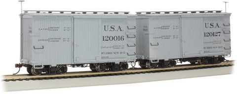 Bachmann 18ft Wood Boxcars w/Murphy RoofUSA120016 & 120127 2/box On30